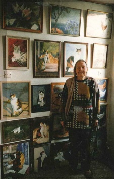 Jean Overton Fuller with her paintings
